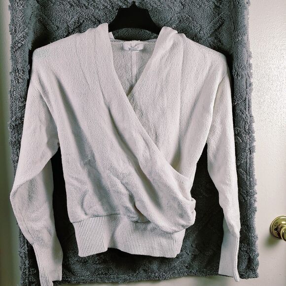 Zella Tops - Zella White Hoodie Crossover Size Medium